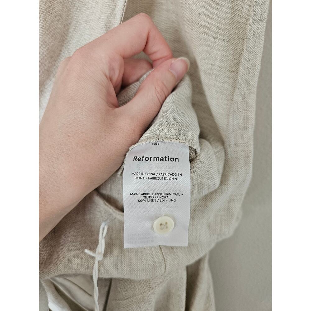Reformation Women's Naomi Linen Jumpsuit Beige Natural NWT Size 12 - Picture 10 of 16
